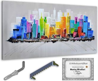 OEM Monica Mirafiori 100% Pintado A Mano Cuadro Ciudad Colorida 140x70cm Cuadro Pintado A Mano Cuadro Acr&iacute;lico Cuadro Acr&iacute;lico De Gran Tama&ntilde;o Arte Moderno