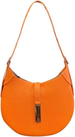 Polo Ralph Lauren Grain Leather Saddle Style Crossbody Tas - Dames - Schoudertassen - Oranje - ONE Size - Leer - Tassen