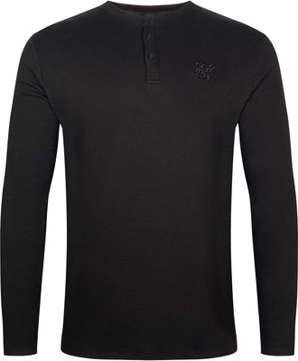 Siksilk T-Shirt SIKSILK Siksilk T-Shirt Henley T-Shirt, Herren, Gr. XL, schwarz, Obermaterial: 95% Baumwolle CO. 5% Elasthan EL., Shirts T-Shirt