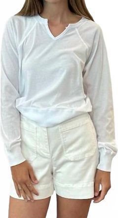 bobi Split Neck Pullover In White