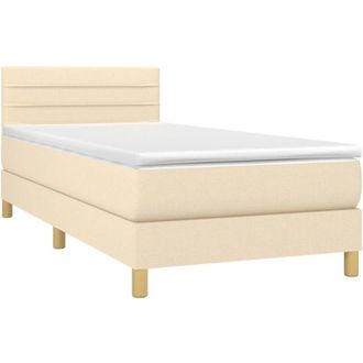 vidaXL Cama Box Spring Con Colch&oacute;n Y Led Tela Crema 80x200 Cm Vidaxl