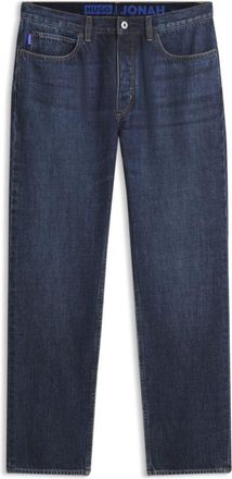 HUGO BOSS Regular-fit jeans in dark-blue stonewashed denim