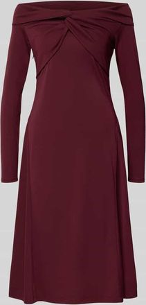 Lauren Ralph Lauren Eng anliegendes Businesskleid mit Carmen-Ausschnitt Modell PONCIO in Dunkelrot, Gr&ouml;&szlig;e 34