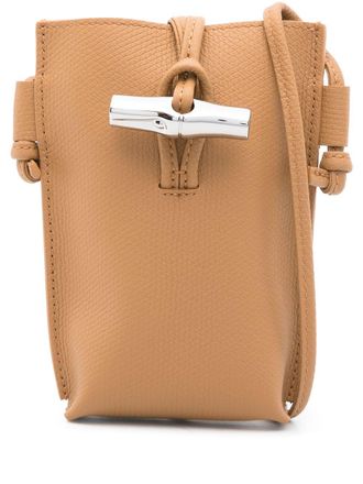 Longchamp Le Roseau phone case - women - Calf Leather - One Size - Brown