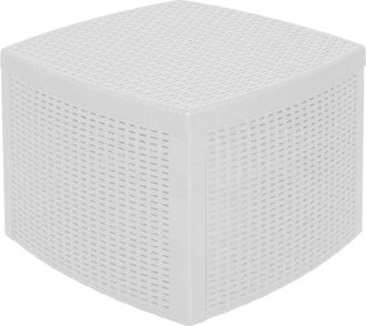 Dmora Dmora Table Basse Container, Structure En R&eacute;sine Dure Effet Rotin, 53x53x40 Cm, Coloris Blanc
