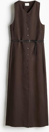 H&M Geknöpftes Kleid mit Gürtel - Brown