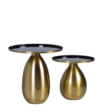 Moycor Set 2 mesas auxiliares de hierro dorado