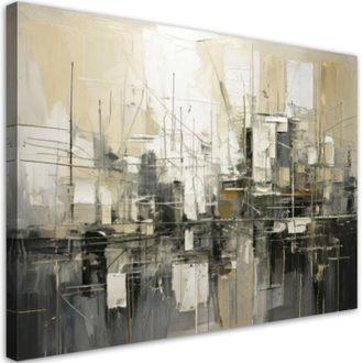Artgeist Artgeist - Quadro su tela, Astrazione moderna in grigio e beige - 60x40