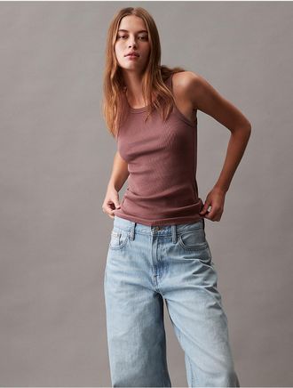 Calvin Klein Jeans Calvin Klein Womens Cotton Contour Rib Tank - Brown - XS