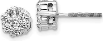 Diamond2Deal 14K White Gold 5/8 ct Lab Grown Diamond Cluster Screwback Stud Earrings VS Clarity, G-H Color
