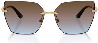Dolce & Gabbana 62mm Oversize Gradient Cat Eye Sunglasses in Gold /Azure Pink Brown at Nordstrom