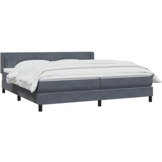 vidaXL Cama Box Spring Con Colch&oacute;n Terciopelo Gris Oscuro 180x210 Cm Vidaxl