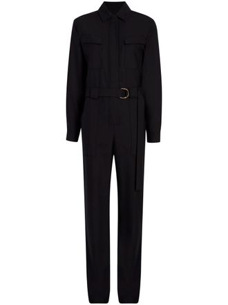 Another Tomorrow High waist jumpsuit met ceintuur - Zwart