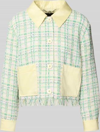 Marc Cain Regular Fit Blazer mit Fransen in Rose, Gr&ouml;&szlig;e 34