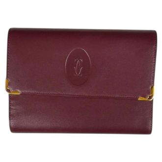 Cartier Must Bordeaux Red Color Leather Wallet (Tri-Fold) (Pre-Owned)