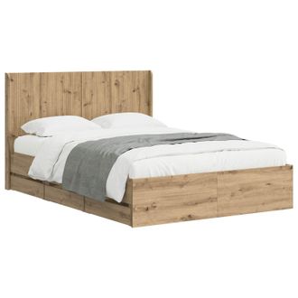vidaXL Estructura De Cama Con Almacenamiento Y Cabecero Artisan Oak Vidaxl