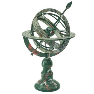 OEM Armillary Sphere - Brass - 22.5 X 13 X 13 Cm - Antique Green Lacquer Finish - Decorative Astronomy Model - 1 Unit