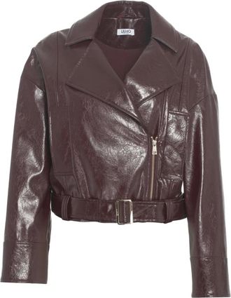 Liu Jo Light Jackets, female, Brown, L, Red Biker Jacket with Asymmetrical Zipper