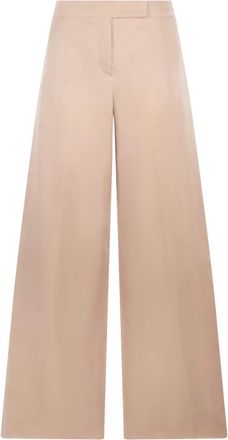 Max Mara Losvallende Zijden Broek - Dames - Wijde Broeken - Beige - S - Broeken