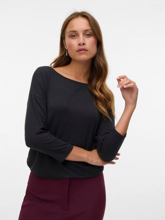 Vero Moda 3/4-Arm-Shirt VERO MODA VMAVA 3/4 TOP JRS GA NOOS, Damen, Gr. XXL, schwarz, Jersey, Obermaterial: 95% Lyocell, 5% Elasthan, unifarben, normal, Rundhal
