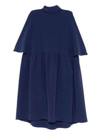 Talbot Runhof roll-neck gathered dress - women - Polyester/Triacetate - 40 - Blue