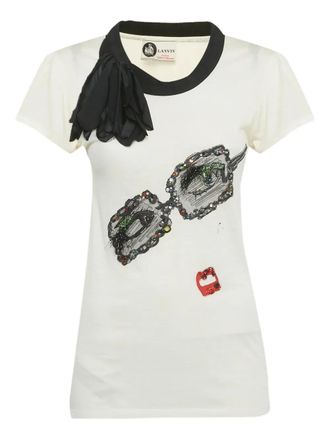 Lanvin flower-appliqu&eacute; T-shirt - White