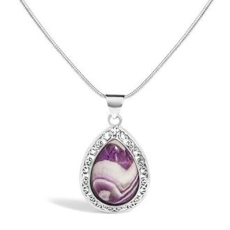 House of Brilliance Sterling Silver Chevron Amethyst Teardrop Pendant Necklace at Nordstrom