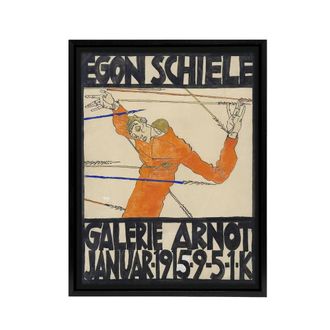 Artery8 Arnot 1915 Exhibition Poster Ad Framed Canvas Wall Art Print Schiele in Orange | Size: W24 x H32