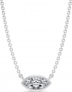 Allurez Marquise Lab Diamond Solitaire Pendant Necklace 14K White Gold (0.50ct)