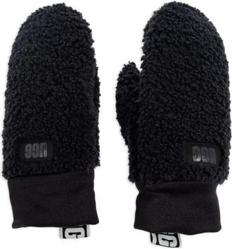 UGG logo-detail mittens - women - Polyester - L/XL - Black