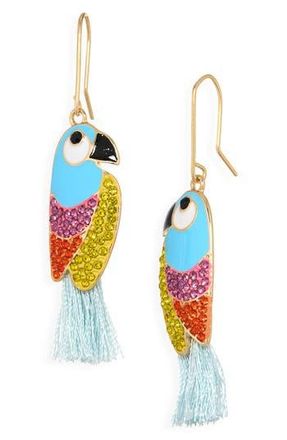 Leith Parrot Drop Earrings in Blue Multi- Gold at Nordstrom Rack