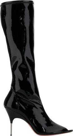 Amina Muaddi Bruna Stretch Boot 95 - Dames - Hoge Laarzen - Zwart - 41 EU - Schoenen