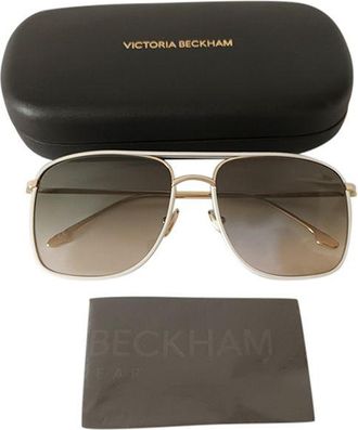 Victoria Beckham Cream and Gold Square Sunglasses Size L