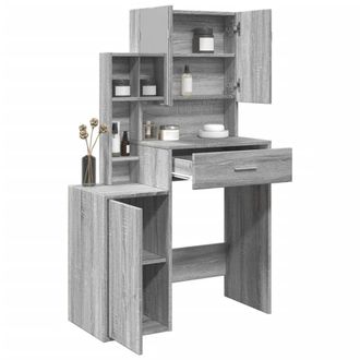 Berkfield Home Dressing Table with Cabinet Grey Sonoma 80x35x132 cm | Size: 80 x 35 x 132 cm