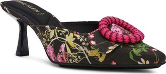 Anne Klein Cassia Kitten Heel Mule in Black Floral at Nordstrom, Size 8.5
