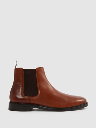 Reiss Light Tan Leather Chelsea Boots, U42