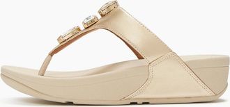 FitFlop Womens FitFlop Womens Lulu Ultra-Jewel Metallic Toe-Post Sandals - Platino 675 - Tan - Size: 5