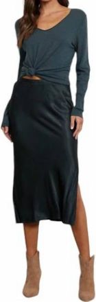 La Made Dorit Silky Slip Skirt In Pine