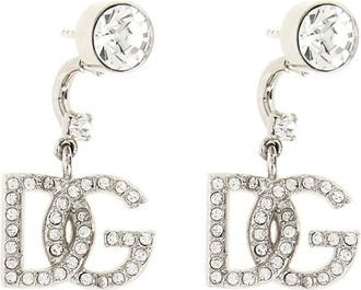 Dolce & Gabbana Silver Holiday Logo Drop Earrings