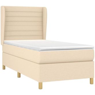 vidaXL Vidaxl - Cama Box Spring Con Colch&oacute;n Tela Color Crema 90x200 Cm