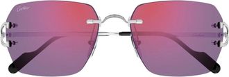 Cartier Rechthoekige Zonnebril - Dames - Accessoires - Paars - Maat: 59 MM