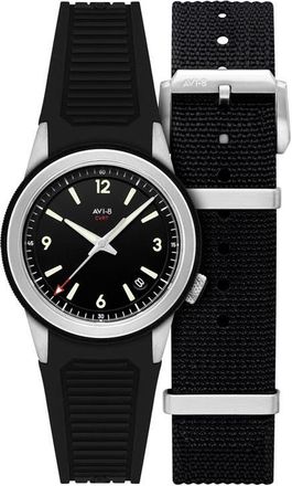 AVI-8 x Worn & Wound Creative Services CRVT 3775A Night Shadow Automatic Watch, 37.75mm in Black at Nordstrom