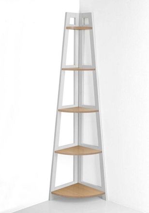 Oresteluchetta Estanter&iacute;a Esquinera De Dise&ntilde;o Blanco Roble Ahorradora De Espacio Simy Wood