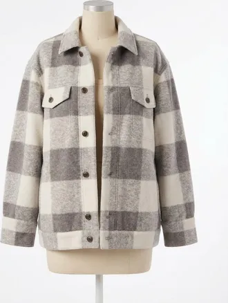 Z Supply Preston Knit Plaid Jacket In Slate Grey