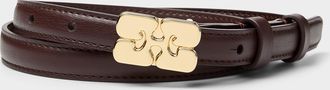 Ganni Womens Kat slim chocolate-brown belt