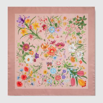 Gucci Printed Silk Twill Carr&eacute;, Pink