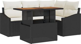 vidaXL Vidaxl - Garden Sofa Set with Storage 5 pcs Black Poly rattan