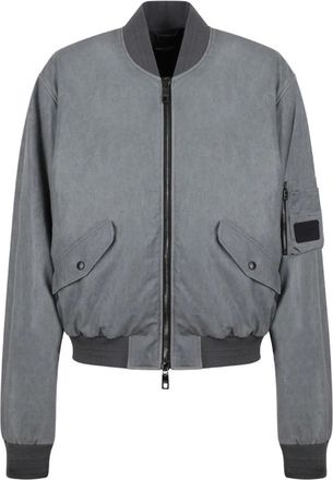 Dolce & Gabbana Oversize linnen bomberjack - Heren - Jassen - Grijs - Maat: L Linnen