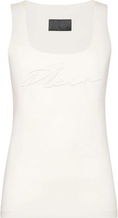 Philipp Plein Tank Top Signature - Dames - Tops zonder mouwen - Beige - L - Katoen - Tops
