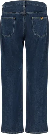 Valentino Garavani Mens Blue Cotton Straight-Leg Jeans Clothing
